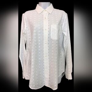 Current Elliot White Eyelet Button-Up Shirt